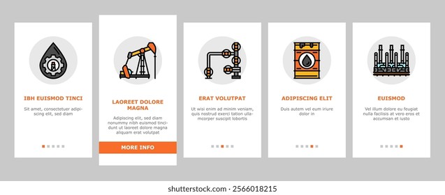 oil industry factory plant onboarding mobile vector refinery energy, production power, pipe environment, chemical, fuel, worker engineer oil industry factory plant illustrations