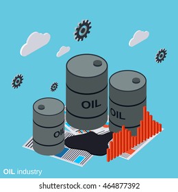 Oil industry flat isometric vector illustration