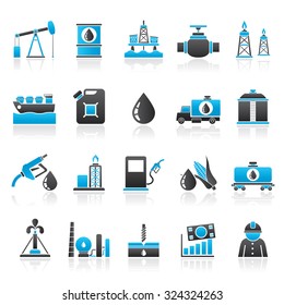 Oil industry, Gas production, transportation and storage  - vector icon set