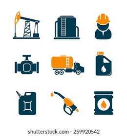 Oil industry gasoline processing icons