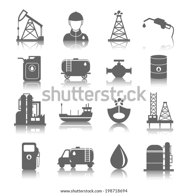 Oil Industry Gasoline Processing Symbols Icons Stock Vector (Royalty ...