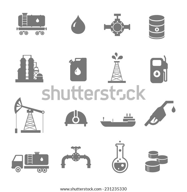 Oil Industry Gasoline Processing Symbols Icons Stock Vector (Royalty ...