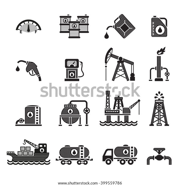 Oil Industry Gasoline Processing Symbols Icons Stock Vector (Royalty ...