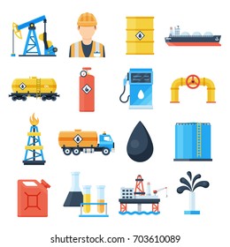 Oil Industry Icon. Petroleum Business, Exporter Of Natural Energy, Developing Oil And Gas Field. Vector Flat Style Cartoon Illustration Isolated On White Background