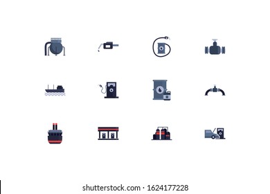 Oil industry icon set design, Gas energy fuel technology power industrial production and petroleum theme Vector illustration