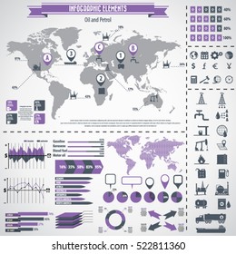 Oil industry icon set and infographics. Vector icons. Eps10 vector