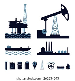 Oil industry icon set. Isolated on white computers icon.