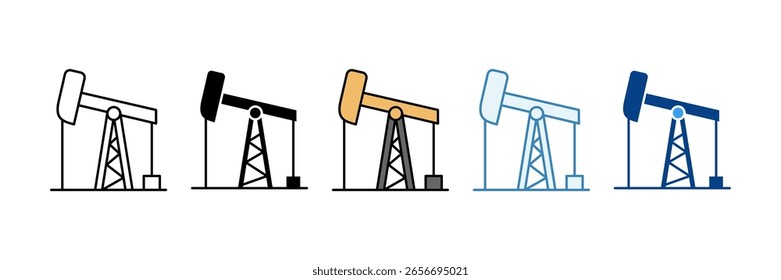 Conjunto de iconos de la industria petrolera Colección de estilo múltiple