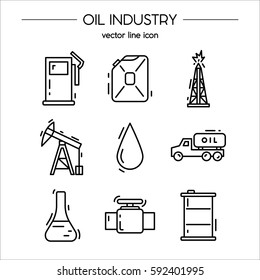 Oil industry icon set suitable for info graphics, websites and print media. Black and white line icons.