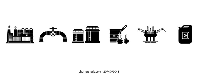 oil industry icon set, oil industry vector set sign symbol