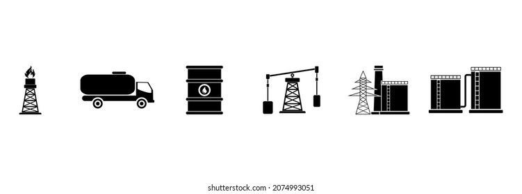 oil industry icon set, oil industry vector set sign symbol