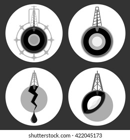 Oil industry icon set. Vector illustration image