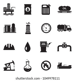 Oil Industry Icons. Black Flat Design. Vector Illustration.