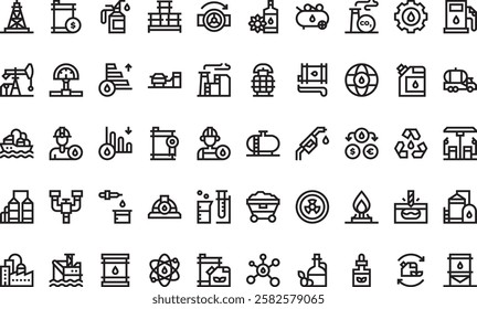 Oil industry icons High-Quality Vector Icons Collection with Editable Stroke. Ideal for Professional and Creative Projects