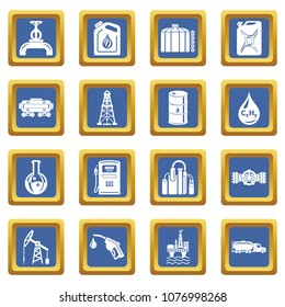 Oil industry icons set vector blue square isolated on white background 
