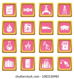 Oil industry icons set vector pink square isolated on white background 