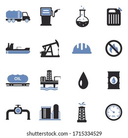 Oil Industry Icons. Two Tone Flat Design. Vector Illustration.