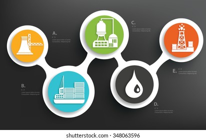 Oil industry info graphic design on clean vector