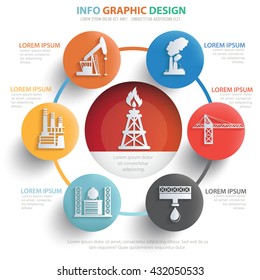 Oil industry info graphic design on clean background,vector