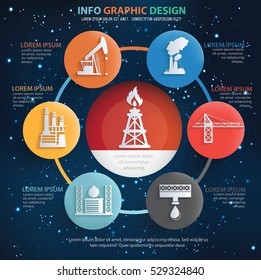 
Oil industry info graphic design on sky background,vector
