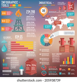 Oil Industry Infographic Elements on blur background,clean vector