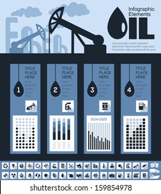 Elementos Infográficos de la Industria Petrolera. Más conjunto de iconos. Oportunidad para resaltar cualquier país en el mapa mundial. Ilustración vectorial EPS 10.