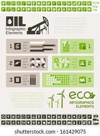 Elementos Infográficos de la Industria Petrolera. Más conjunto de iconos. Oportunidad para resaltar cualquier país en el mapa mundial. Ilustración vectorial EPS 10.