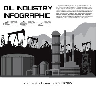 Oil industry infographic with elements and statistics vector illustration graphic design