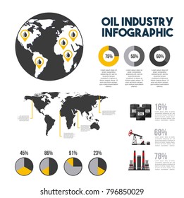 oil industry infographic gas extraction charts diagram with world map