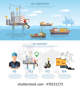 Oil Industry Infographics Banner Production Oil Stock Vector (Royalty ...