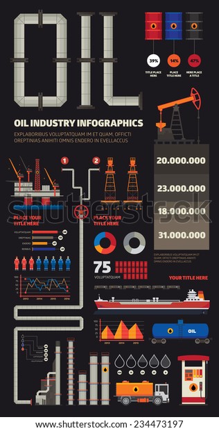 Oil\
industry infographics set with pipeline\
brush