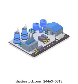 Industria petrolera isométrica ilustrada en Vector