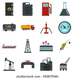 Oil industry items set icons in flat style isolated on white background