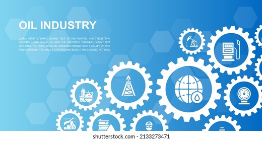 Oil industry landing page design template. Fuel Truck, Engineer, Gasoline, Cargo Ship illustration for web banners, print materials.