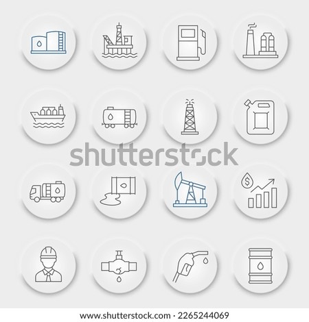 Oil industry line icon set, fuel production collection, vector graphics, logo illustrations, oil industry vector icons, petroleum signs, outline pictograms, editable stroke