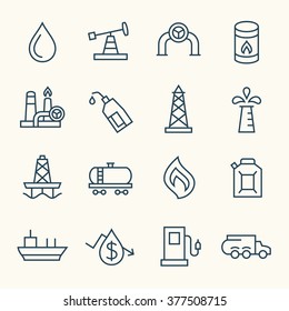 Oil industry line icons