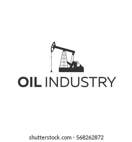 Oil industry logo. Tower oil exploration Vector flat illustration