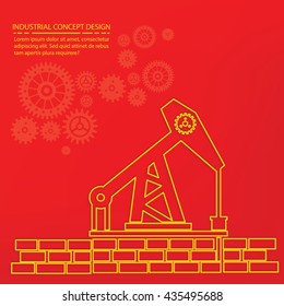 Oil Industry on red background,vector