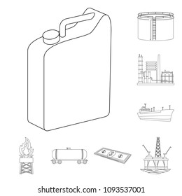 Oil industry outline icons in set collection for design. Equipment and oil production vector symbol stock web illustration.