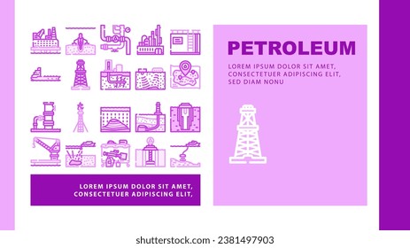 oil industry petroleum energy gas landing web page vector. fuel power, industrial technology, construction engineering, engineer factory, plant oil industry petroleum energy gas Illustration