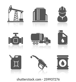Oil industry petroleum processing icons set