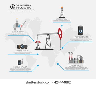 Oil industry processing and transportation infographics set Oil Production. Infographic elements.