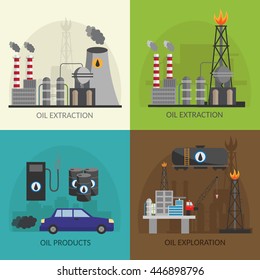 Las infografías de la industria petrolera y de transporte establecen elementos de producción.