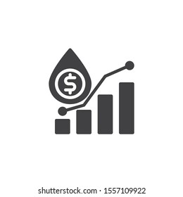 Oil industry profit vector icon. filled flat sign for mobile concept and web design. Oil price graph glyph icon. Symbol, logo illustration. Vector graphics