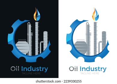 oil industry, refinery - logo design with gear