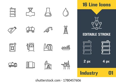 Oil Industry, Refinery, Mining. Thin line icon - Outline flat vector illustration. Editable stroke pictogram. Premium quality graphics concept for web, logo, branding, ui, ux design, infographics.