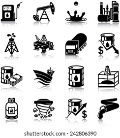 Oil industry related vector icons / silhouettes