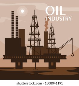 oil industry scene with marine platform