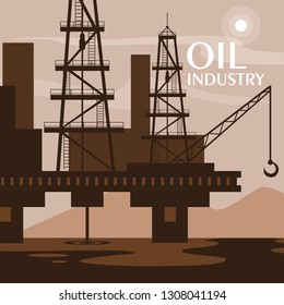 oil industry scene with marine platform