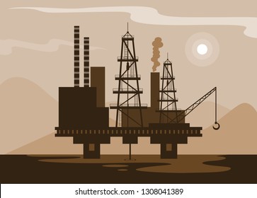 oil industry scene with marine platform